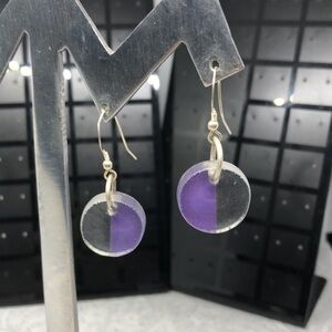 Artisan handcrafted sterling silver 925 recycled glass earrings colorblock